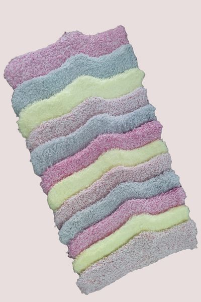 Leement socks 12 чифта плюшени чорапи за сън, цветни, нормални, до глезена