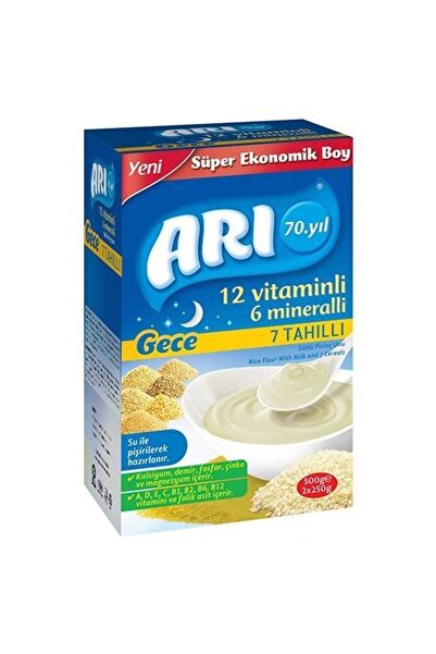 ARI 12 Vitaminlı 6 Mineralli Gece 7 Tahıllı Pirinç Unu Bebek Maması 500 Gr