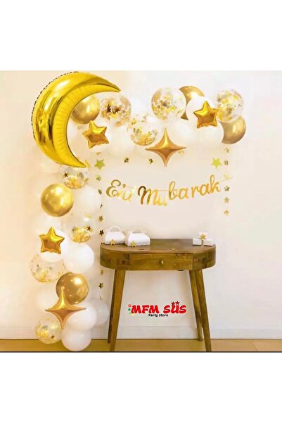 MFM مجموعة بالونات سلسلة كتابة الخط الذهبي للحفلات من Mubarak