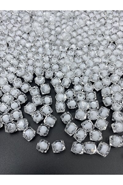 Hedef Bijuteri 10mm Içi Boncuklu Şeffaf Akrilik Küp Model Boncuk,takı,çanta Y...