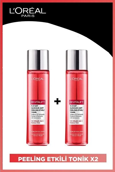 L'Oreal Paris Revitalift %5 Saf Glikolik Asit Peeling Etkili Tonik 180ml 2'li Set