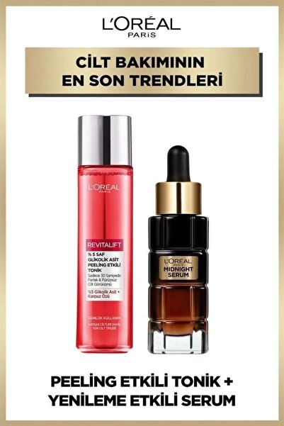 L'Oreal Paris Revitalift %5 Saf Glikolik Asit Peeling Etkili Tonik & Midnight Serum 30 Ml