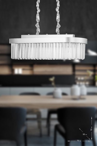 Avizemoda Desina 70x30 Crystal Stone Luxury Dining Table Chandelier - (silver-gilt)