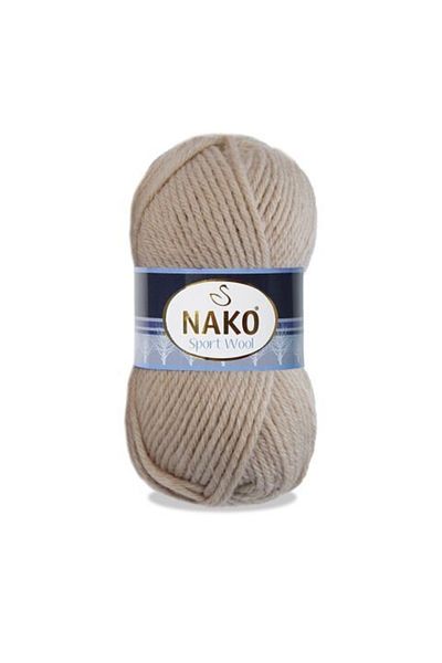 NAKO Sport Wool13495 5 Pieces Scarf Beanie Poncho Cardigan Threads Stone Color