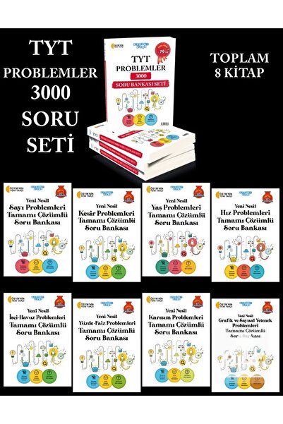 Tercih Akademi Tyt Problemler 3000 Soru Bankası 8 Kitap Set .