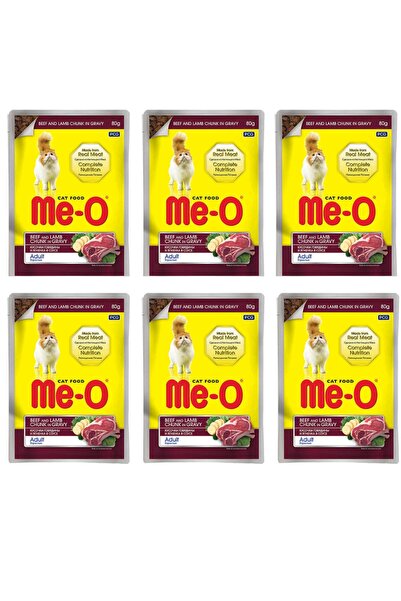me-o Meo Pouch Sos Içinde Parça Dana Ve Kuzu Etli Kedi Yaş Maması 80 Gr*6 Adet