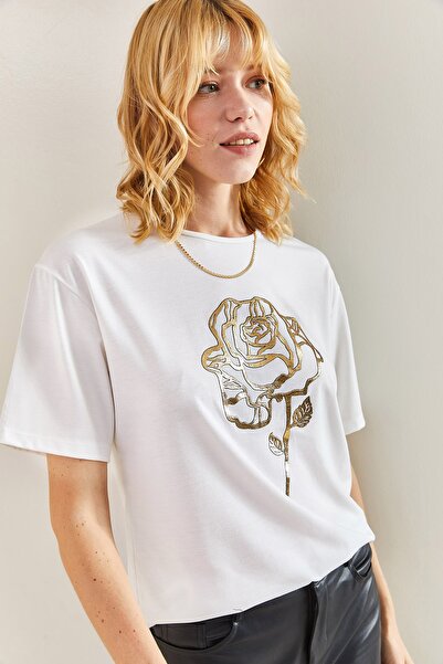 Bianco Lucci Dámské tričko se vzorem růže