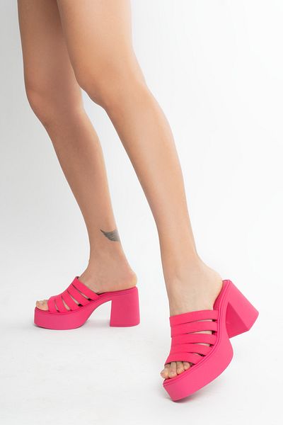 PASSAGE SHOES Γυναικείες καθημερινές παντόφλες με τακούνι Neon Color 6201