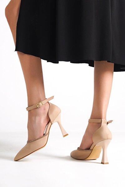 Modabuymus Topez Nude Stiletto Evening Dress Stoned Heeled Shoes