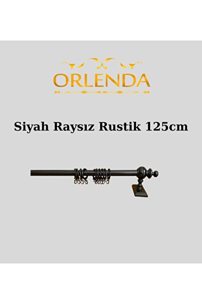 Orlenda Suport pentru perdele rustic din aluminiu cu cap din lemn, fara sina, 125 cm