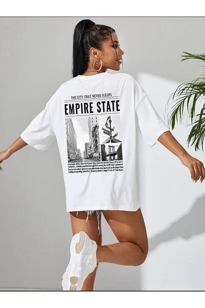 BENROMA Голяма унисекс тениска с принт Empire State
