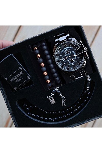 wesscollection Su Geçirmez Erkek Kol Saati Çakmak Tesbih Ve Bileklik Set