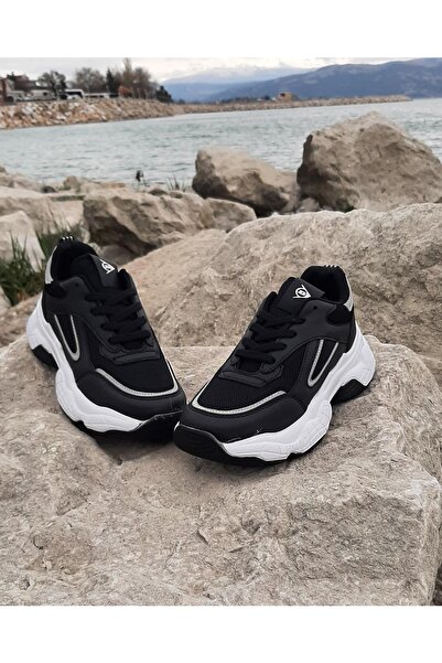 DUNLOP 2323 Siyah-beyaz Renk Fuspetli Kalın Taban Spor Ayakkabı