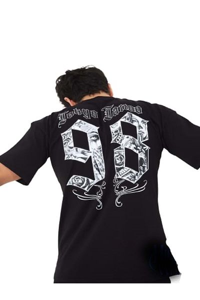 High West Men's Oversize Crew Neck Short Sleeve T-shirt H00009 - Black