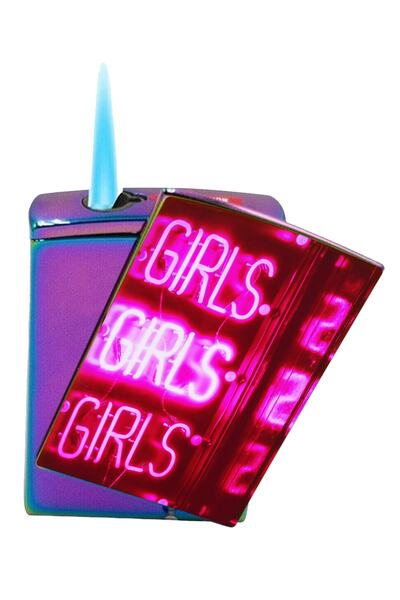 İŞTE BU Baskılı Yandan Kaydırmalı Lüks Gazlı Pembe Çakmak