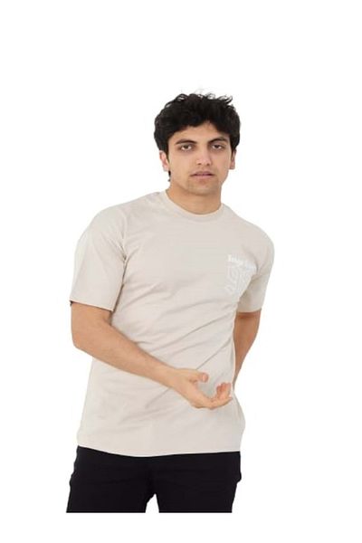 High West Men's Oversize Beige T-Shirt - Null Collar, Short Sleeve H00009