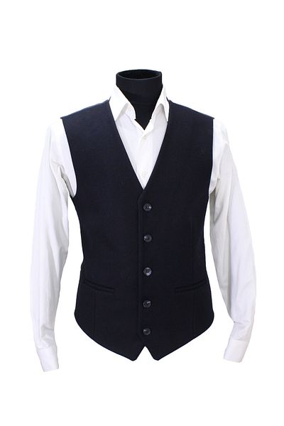 MENTOR REGALO Men's Vest V-Neck Navy Blue Stamp 50505