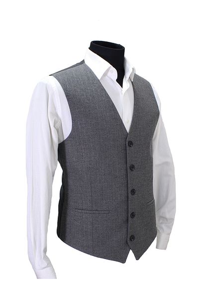 MENTOR REGALO Men's Vest V-Neck Gray Herringbone 50511