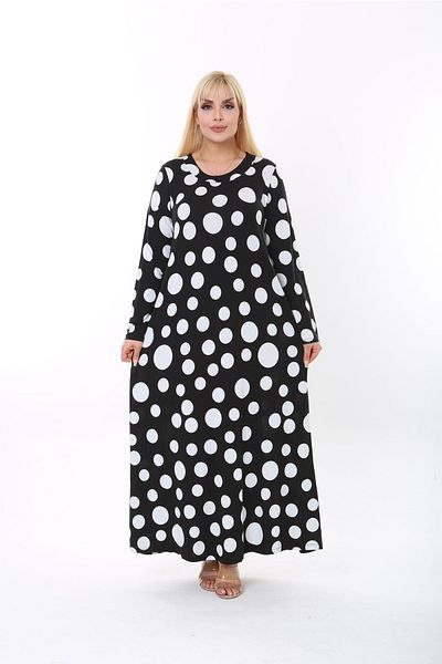 mezura tekstil Women's Plus Size Long Sleeve Viscose Combed Cotton Hijab Suitable Long Maxi Dress