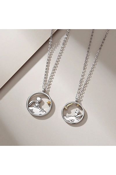 Köstebek Little Prince Little Prince and Fox Best Friends Necklace