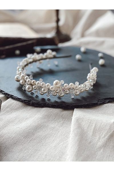 ecrin tuhafiye hobi Bridal Crown - Crown with Pearls - Hair Accessory