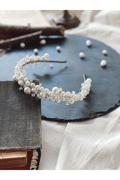 ecrin tuhafiye hobi Bridal Crown - Crown with Pearls - Hair Accessory
