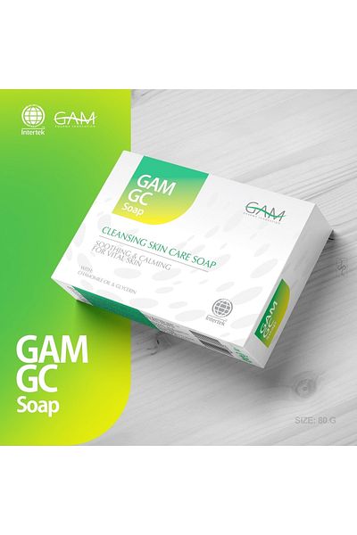 GAM صابون مهدئ ومنظف للعناية بالبشرة.85 جراميحتوي على الجلسرين ومستخلص البابونج، صابون جي سي