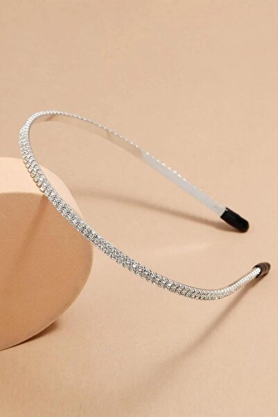 ecrin tuhafiye hobi Kristal Taşlı Gümüş Renk Taç Saç Bandı