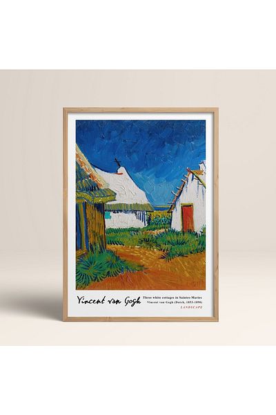 HOMEPACK Рамкирана картина на Винсент Ван Гог 30x40см 40x60см 50x70см Черно-бяла дървена рамка Vangogh015