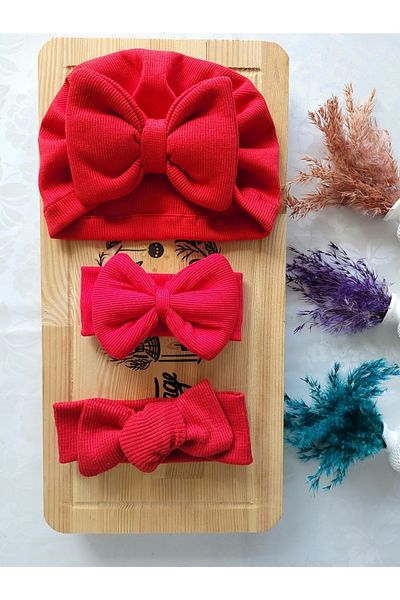 SeherBebeButik Baby Girl & Child Bow Cap & Bandana Set