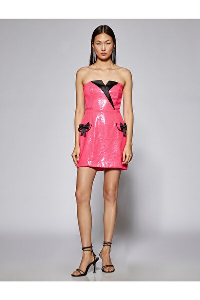 Koton Flitteres masni részletes pánt nélküli miniruha