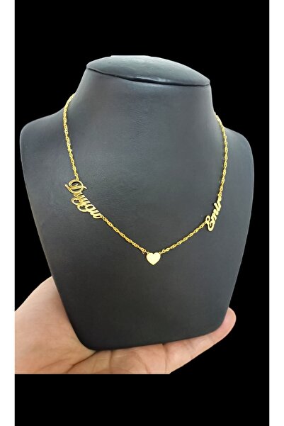 Pomodor Duygu Ve Emir Isimli 925 Ayar Gümüş Kolye Burgu Zincirli Altın Kaplama