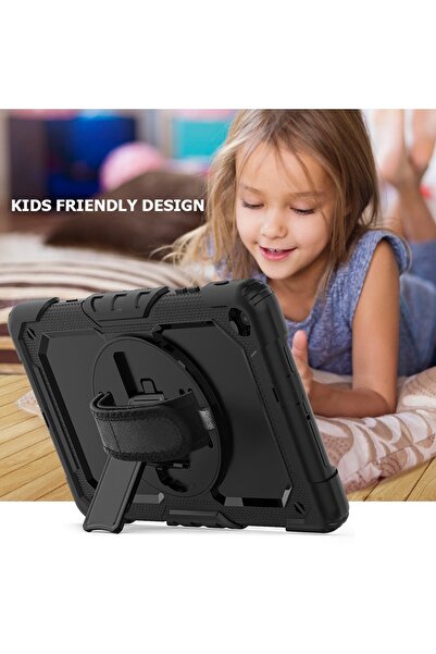 m.tk moveteck Samsung Galaxy Tab A Sm-t510 10.1 Inch Compatible Case Defender Shoulder Strap Armor Tank with Stand Colorful 517