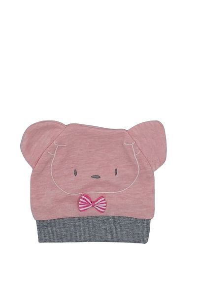 Minitoy Baby Combed Cotton Beanie Bear Bow Embroidered Beanie