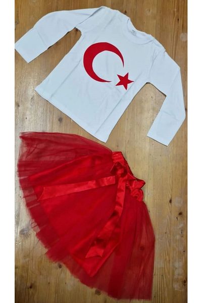 FATELLA Girl's 23 April 29 October Show Birthday Dress Patterned Long Sleeve T-shirt Tutu Skirt Set