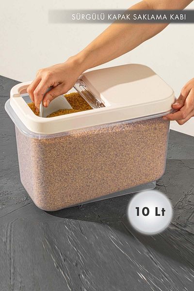 AES HOME 10 Lt Multi-Purpose Food with Easy Sliding Lid, Pulses and Etc. Storage Container 3 Pieces