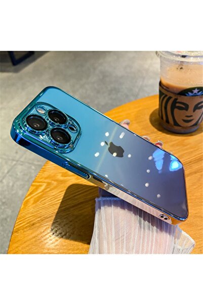 m.tk moveteck Iphone 12 Pro Max Kılıf Kamera Üstü Cam Kaplamalı Rainbow Renkli Premium Colorful Mika Ince Kapak