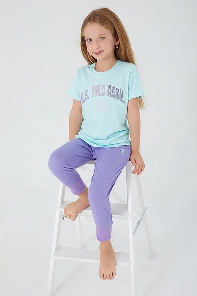 U.S. Polo Assn. Set de pijamale cu mânecă scurtă pentru fete Bead Detail