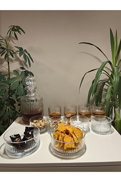 FAYA HOME Lüx Viski Seti 1 Adet Alegra Viski Karafı 4 Adet Paşabahçe Viski Bardağı 6 Adet Çerezlik