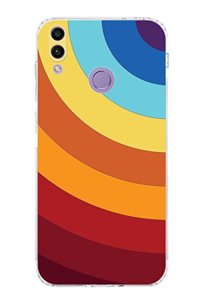 PrintiFy Huawei Honor 8c Kamera Korumalı Kapak Renk Cümbüşü Tasarımlı Şeffaf Kılıf