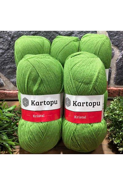 Kartopu Crystal K442 5 Pieces Fiber Thread Hand Knitting Thread Army Green