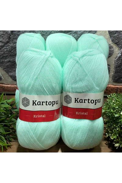 Kartopu Crystal K1537 5 Pieces Fiber Thread Hand Knitting Thread Water Green