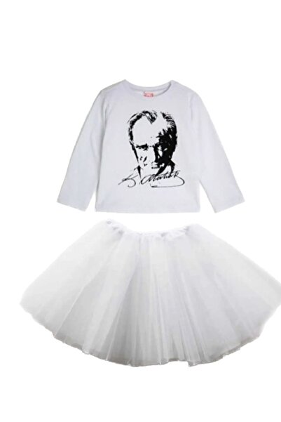 FATELLA Set de fustă tutu și tricou cu mânecă lungă cu imprimeu pentru fetițe...