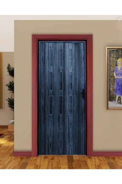 ERİKMANN Akordiyon Kapı 100cm H215 Araağaç Camlı Katlanır Pvc Antrasit
