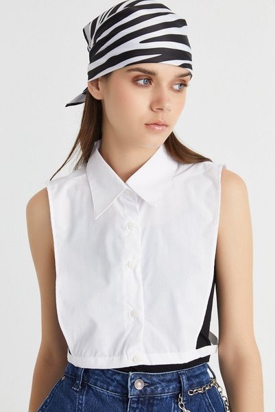 Aker Jumătate de guler de cămașă 100% Poplin Culoare Albă