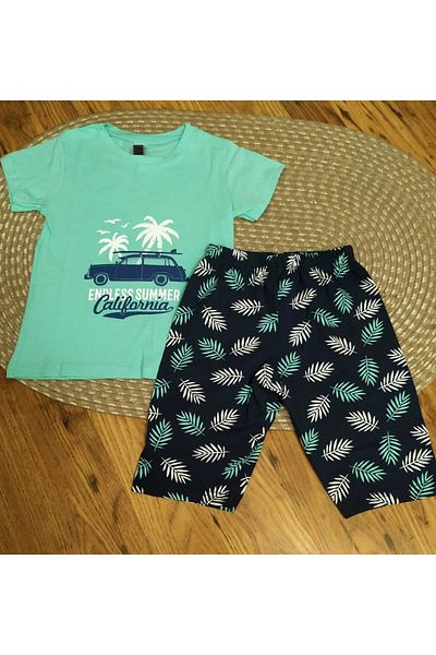 YDBKStore Boy's California Printed Combed Cotton 2-Piece (tshirt+capri Shorts) Shorts Set/shorts Pajamas Tk