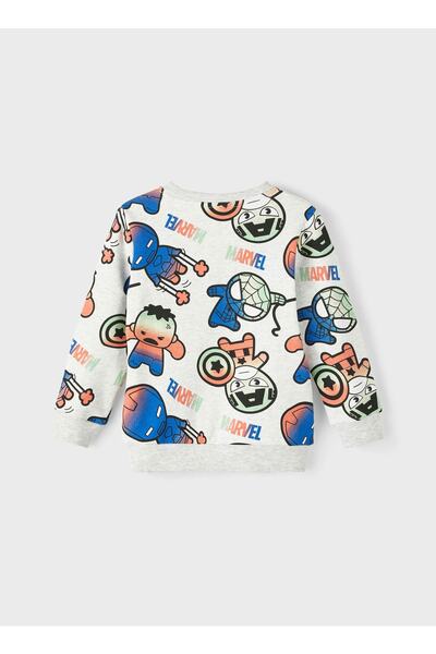 name ıt Бебешки анцуг с кръгло деколте и щампа, сив меланж, 13215450