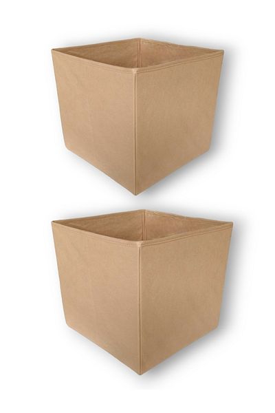Balkan Room 2 Pieces Beige Multi-Purpose Closet Organizer Box Decorative Storage Box Shelf Organizer Large