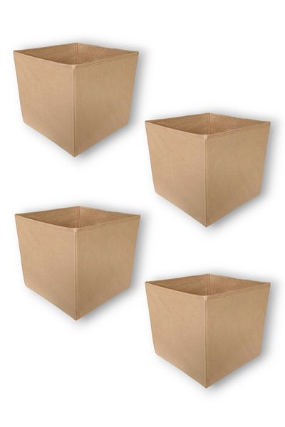 Balkan Room 4 Pieces Beige Multi-Purpose Closet Organizer Box Decorative Storage Box Shelf Organizer Large