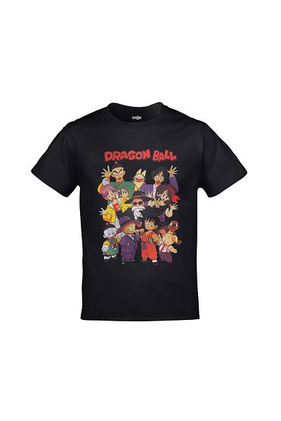 Orijin Tekstil Dragon Ball Characters Printed Unisex Black T-shirt